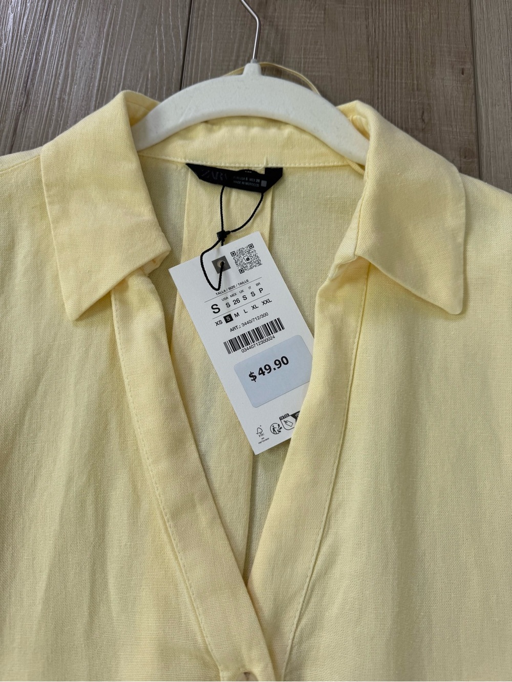 Zara wide sleeve linen shirt size small NWT - Picture 2 of 5